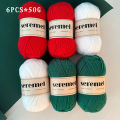 6pcs 4-ply 100% Acrylic Yarn Set for Crocheting & Knitting