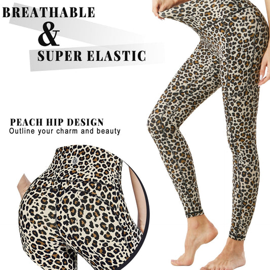 Leopard Print High Waist Leggings with Pocket