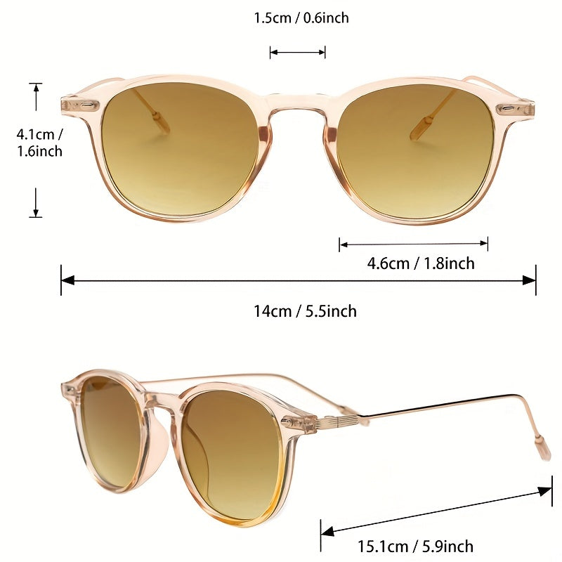 Translucent Round Frame Sunglasses Rivet Decor Glasses UV400