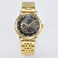 KUERST Men's Steel Strap Mechanical Watch Luminous Dial Creative Wristwatch