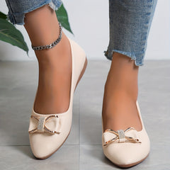 Women's Bow Ballet Flats Pointed Toe Soft Sole Slip On Shoes