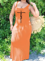  Letter Print Tank Maxi Dress