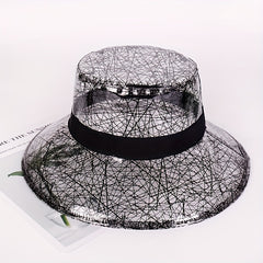 Transparent PVC Bucket Hat Wide Brim Waterproof Rain Sun Hat