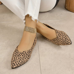 Leopard Print Slip-On Point Toe Mules Low Heel Lightweight Shoes
