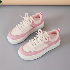 Women's Colorblock Sneakers Lace Up Low Round Toe Outdoor Trainers