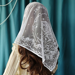 Women's Lace Virgin Mary Veil Polyester Intricate Floral Patterns