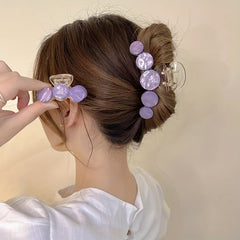 2pcs Sweet Purple Hair Claw Nonslip Shark Claw Style Hair Claw For Women Girls