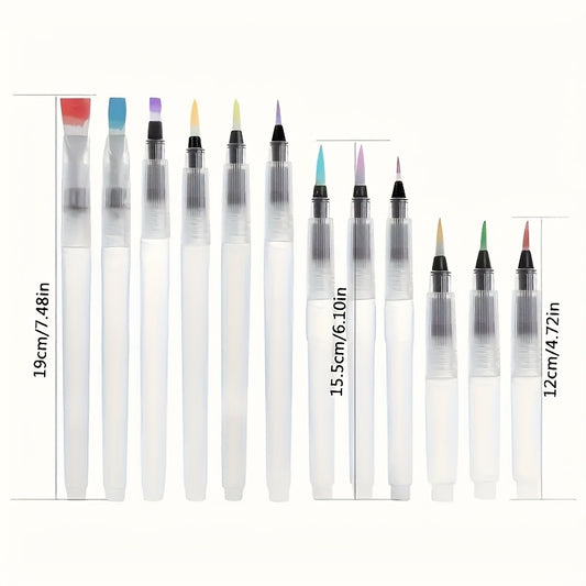12pcs Watercolor Brush Set Easy Fill Functional for Colored Pencils & Painting