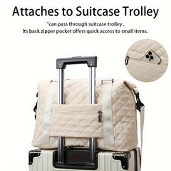 Large Capacity Argyle Pattern Travel Duffle Bag