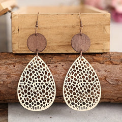 Hollow Leaf PU Leather Earrings Party Vacation Gift