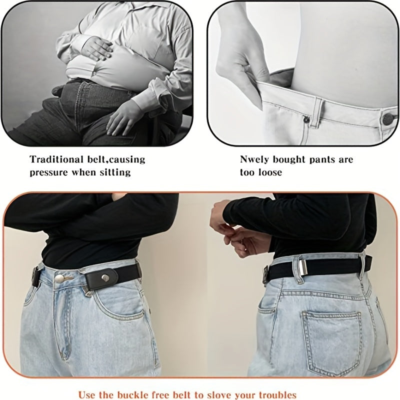 4pcs Elastic Stretch Belts No Buckle Set