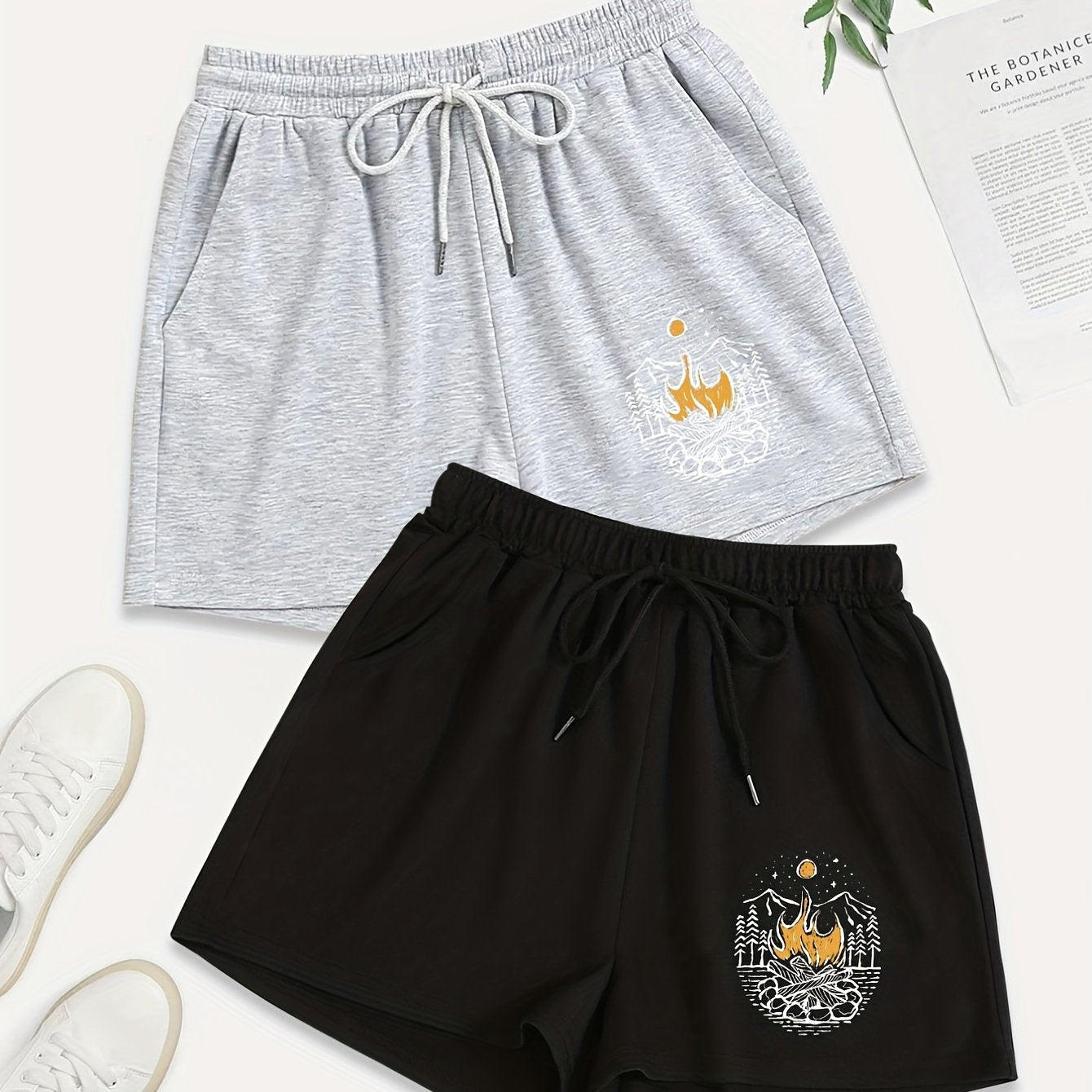 2 Pack Women's Plus Size Sporty Shorts Set