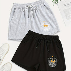 2 Pack Women's Plus Size Sporty Shorts Set
