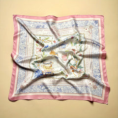 Pink Satin Square Scarf Women Hair Accessories