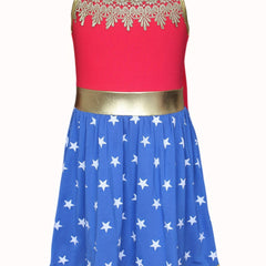 Girls Wonder Women Dress Cotton Clothes Summer Toddler Kids Party Tutu Dresses