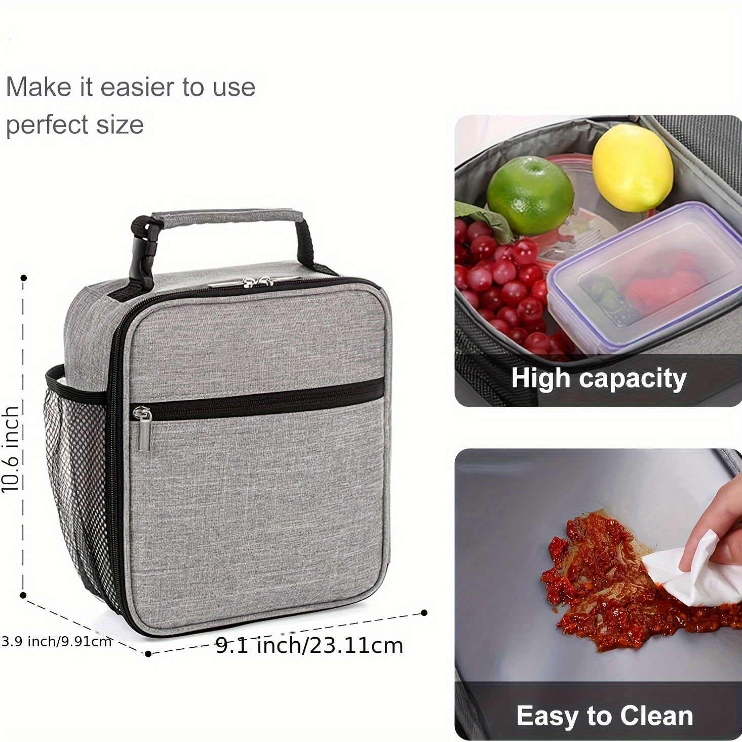 Insulated Lunch Bag with Bottle Holder for School Picnic Outdoor