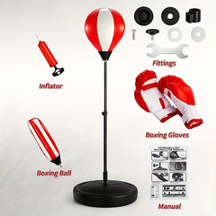 Kids Boxing Gloves & Bag Set Adjustable Punching Bag With Stand