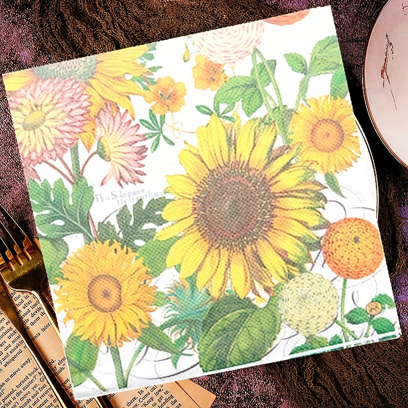 Sunflower Luncheon Napkins - 20pcs - Sunflower Theme Party Supplies