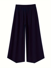  Button Decor High Rise Wide Leg Trousers