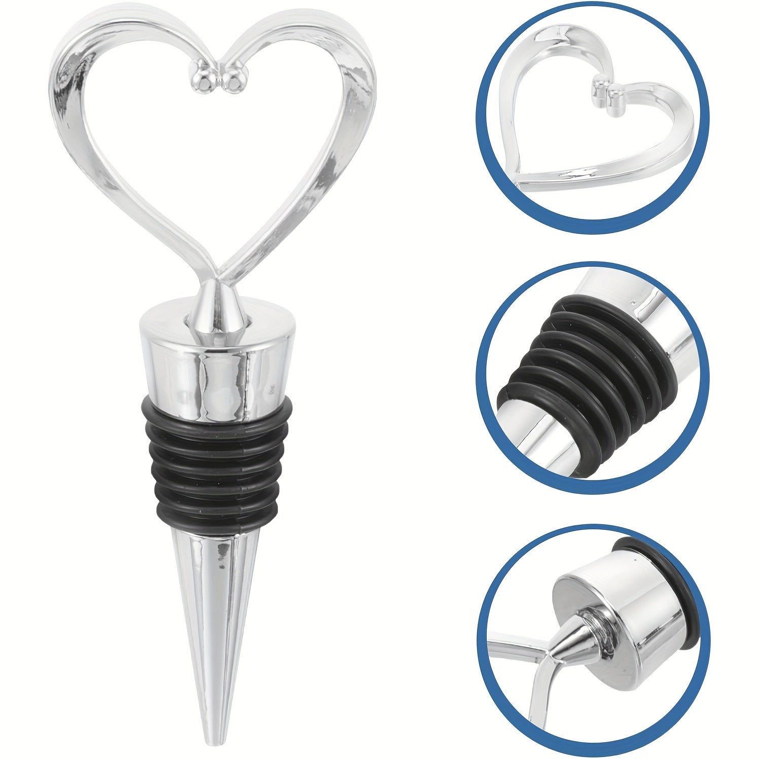 Heart Shape Wine Stoppers Set of 4 Bottle Cover Cap