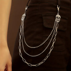 Men's Pants Chain Skull Hip Hop Layered Decoration Waist Belt Accessories