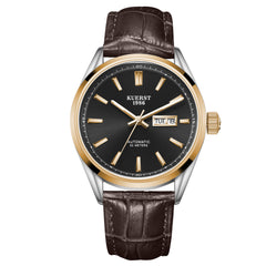 KUERST Steel Belt Double Press Butterfly Buckle Automatic Mechanical Watch
