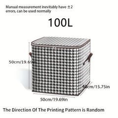 Large Capacity Houndstooth Clothes Quilt Storage Bag Non Woven Fabric