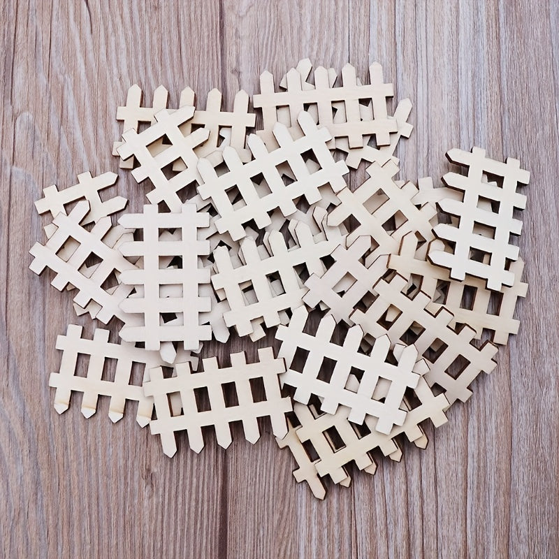 25pcs DIY Wooden Fence Shapes for Painting Decorating Staining