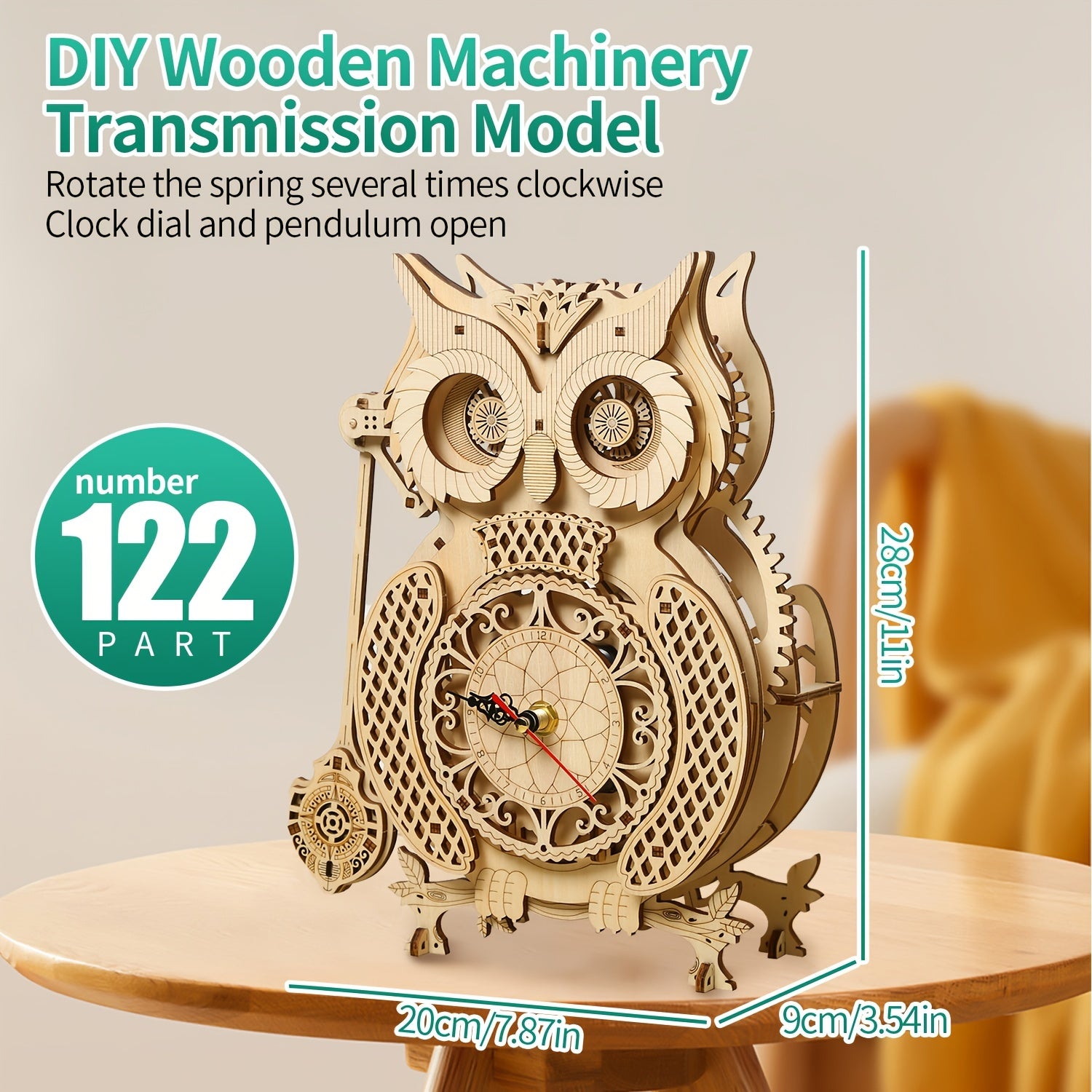 3D Wooden Puzzle DIY Owl Pendulum Clock Ferris Wheel Toy