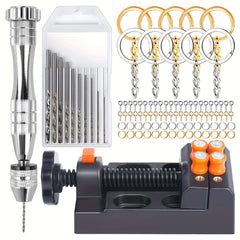 Pin Vise Hand Drill 10pcs Bit Drill Press Vise 210 PCS Keychain Supplies