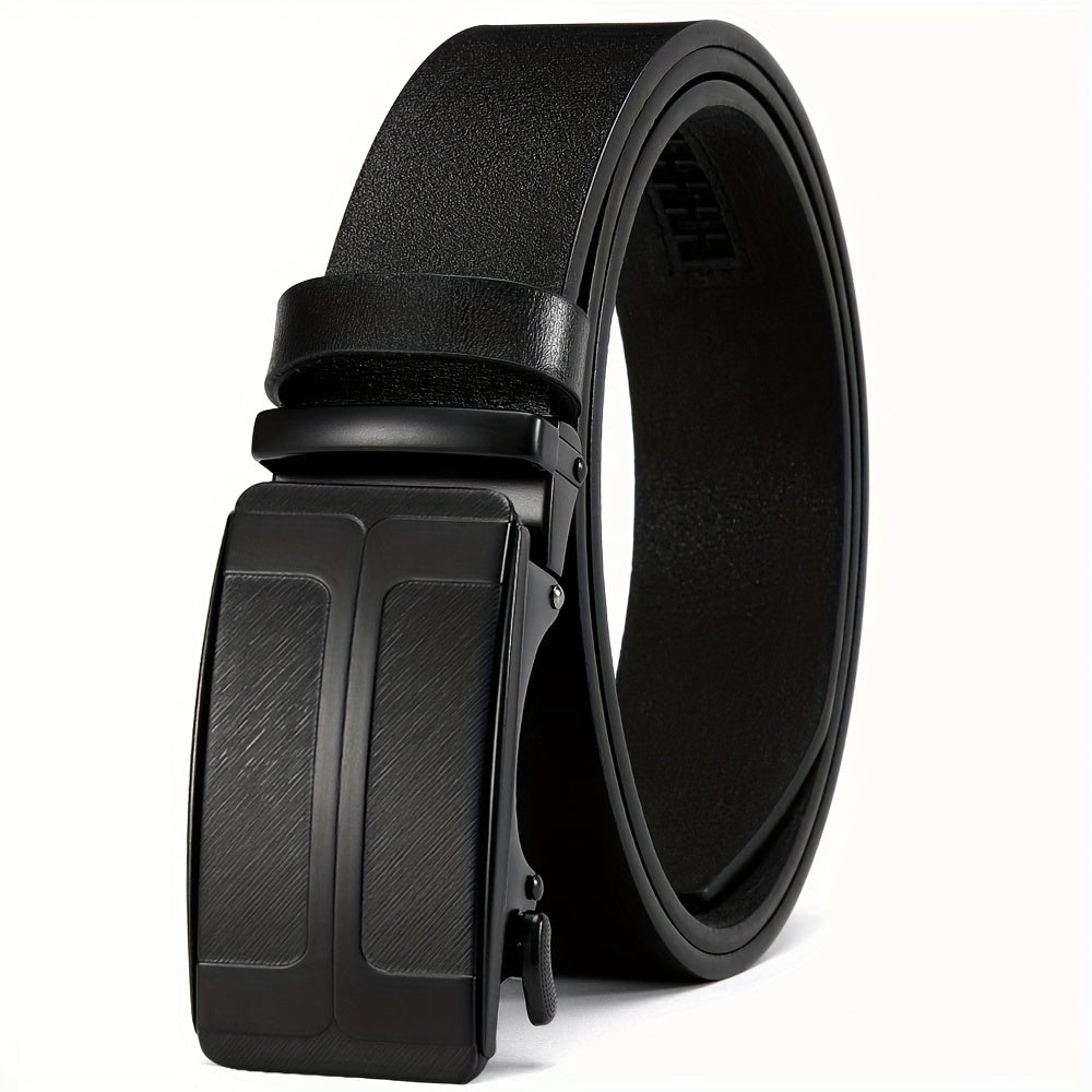 1pc Men's Leather Ratchet Belt Automatic Buckle Belts