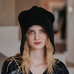 Women's Knit Embroidered Warm Wool Hat Hip Hop Cap