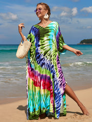  Tie Dye V Neck Cover Up Dress