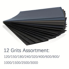 Sandpaper Set - Assorted Grits 60-3000, 42 Sheets