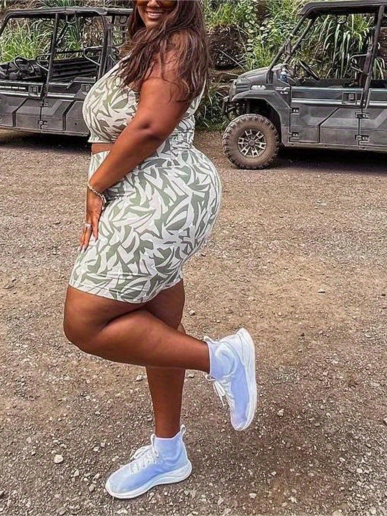  Allover Print Tank Top & Shorts 2 Piece Set