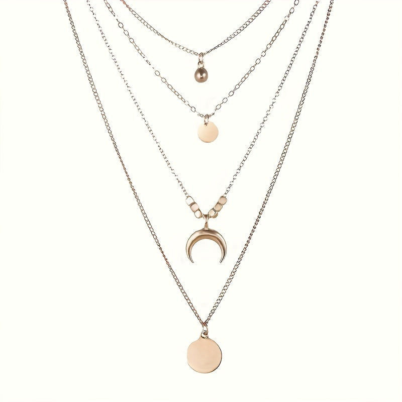 Bohemian Style Moon Golden Multilayer Necklace