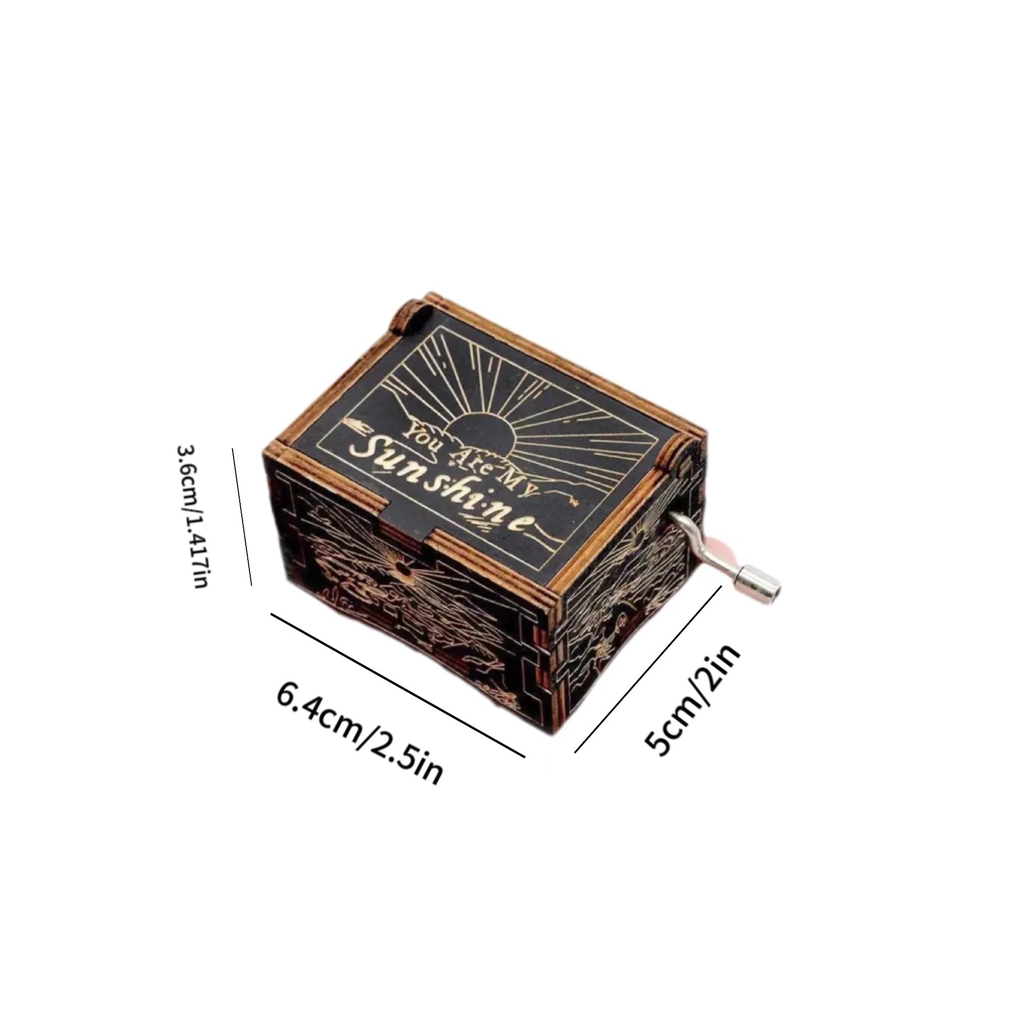 Hand Crank Laser Engraved Wood Music Box - You Are My Sunshine