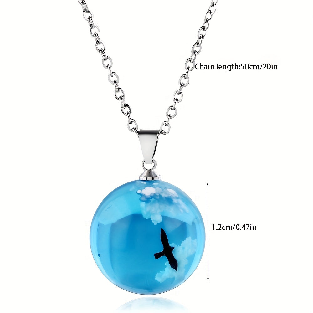 Clear Sky & Clouds Globe Pendant Necklace