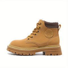 Chunky Low Heel Lace-Up Ankle Boots Women's Comfortable Round Toe Short Boots