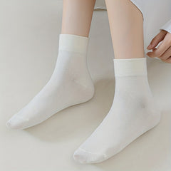 5 Pairs Solid Socks Comfy & Breathable Women's Stockings