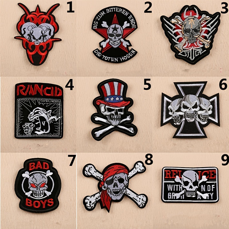 1pc Punk Skull Patch DIY Cloth Badges Iron On Sew On Patch Repair Patch