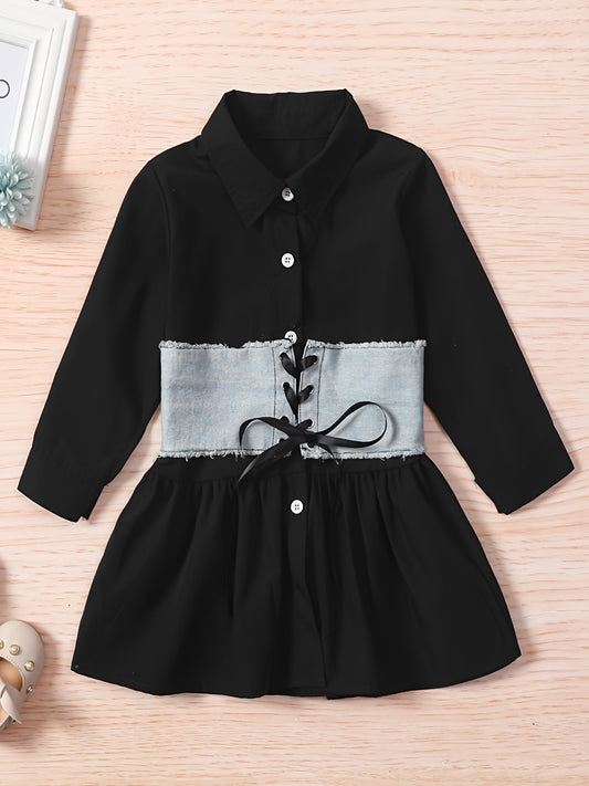 Girls Cotton Shirt Dress & Denim Corset