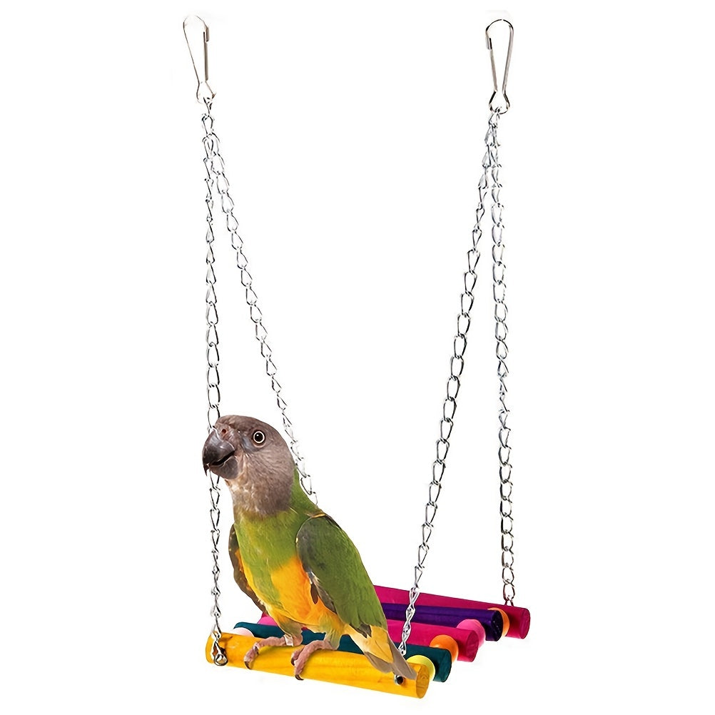 Colorful Hanging Hammock Swing for Pet Birds - Fun and Exercise