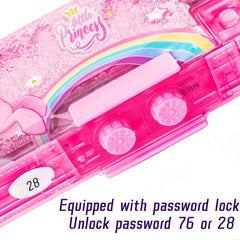 Pink Rabbit Pattern Quicksand Stationery Box with Password Lock