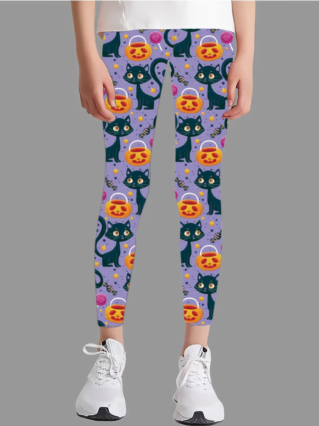 Girl's Skull Full Print Tight Leggings for Halloween