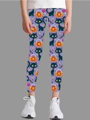 Girl's Skull Full Print Tight Leggings for Halloween