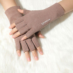 Winter Gloves Fingerless Fleece Lengthened Velvet Windproof Warm Gloves