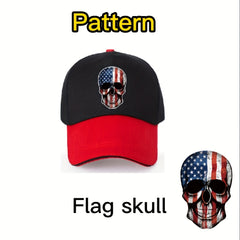 Independence Hat Skull Head American Flag Sports Outdoor Hat