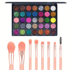 35 Eyeshadow Palette & 8 Makeup Brushes Set for Halloween, Easter, Cosplay