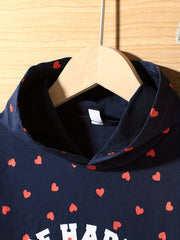 Girls Hearts Hooded Pullover Dress for Spring and Autumn